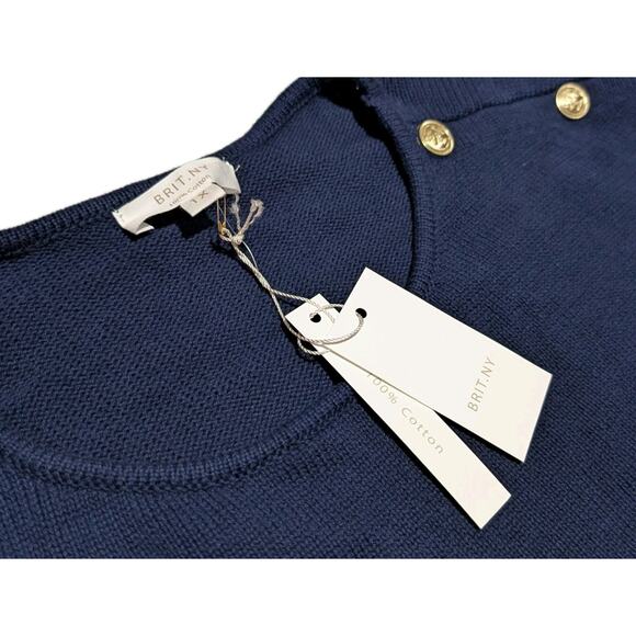 Brit Ty Star Pattern Pullover Sweater - Women's 1X NWT 100% Cotton - Picture 2 of 7